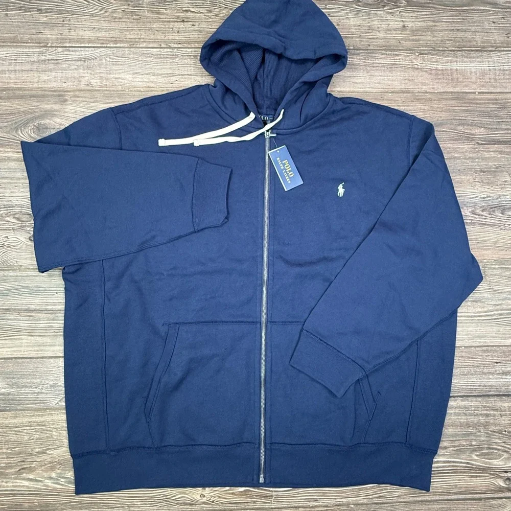 Polo Ralph Lauren Mens 4XB Full Zip Hoodie Navy Blue Fleece Big & Tall NWT